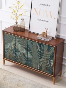 American Side Cabinet Solid Wood Wine Cabinet Modern Minimalist Entrance Cabinet Accessible Luxury Chest of Drawers Scandinavian Living Room Shelf Curio Cabinet