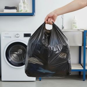 [J] 100Pcs Black Vest Plastic Bag Household Thickened Home Kitchen Office Clean Garbage Bin Disposable With Handle Plastic Bags