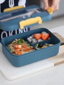 Hộp cơm văn phòng 3 ngăn cao cấp 800-1000ml dùng được trong lò vi sóng--kèm muỗng đũa inox-HAUSE