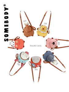 Cute Ugly Three-Color Patchwork Korean Cartoon Style Small round Crossbody Bag for Women Mobile Phone Bag Single Shoulder Canvas Art