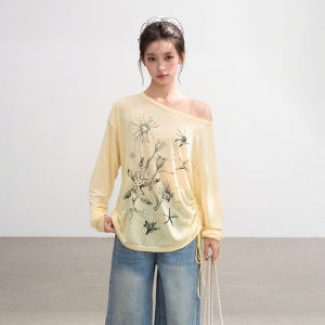 BAIDAIFEI | Sun Protection Off-shoulder Long Sleeve T-shirt Blouse for Summer Beach