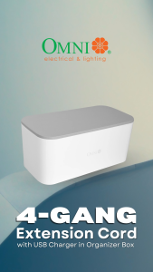 OMNI 4-Gang Extension with USB Charger In Organizer Box - USB-403B