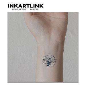 INKARTLINK Small Bee Floral Fine Line Temporary Tattoo Sticker Set for Festival Travel Gift & Daily Life.
