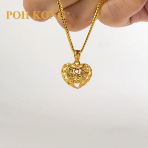 POH KONG 916/22K Yellow Gold Happy Love Endless Happiness Mini Hearts Pendant