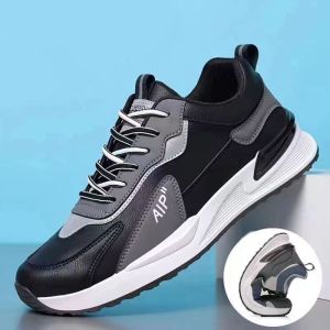 Mens Sport Shoes 2025 New Autumn Winter Fleece Lined Casual Shoes Leather Surface Waterproof Anti Slip Wear Resistant Agan Shoes