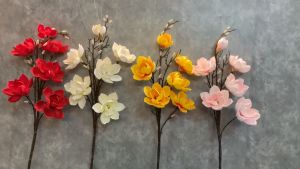 Hoa mộc lan giả - 1 cành 6 bông - Độ dài 130cm - Cây giả hoa lụa Decor trang trí nhà cửa