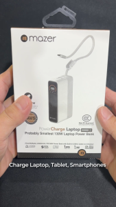(CCC Certified) Mazer Power bank PD130W 20000mAh Fast Charging Laptop Powerbank | Ai Display | Built-in USB-C Cable