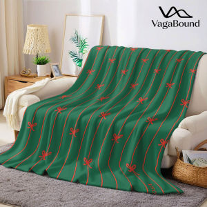 Xmas Bow Flannel Blanket Warm Soft Halloween Christmas Decorative Couch Warm Cozy All-Season Gift