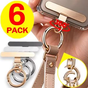 6Pcs 360 Rotating Phone Lanyard Clip Ultra Thin Stainless Steel 4.5x2.8cm with Spring Ring for Case Charm Key Attachment
