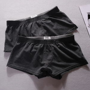 Simple Plain Young Mens Underwear Low Waist Anti-Exposure Arrow Pants Cotton Home Pants Boxers Shorts Pajama Pants