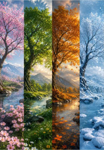 Four Seasons Scenery Jigsaw Puzzle 500/1000/1200/2000PCS Seasonal Art Piece Focus Activity Leisure Time Gift