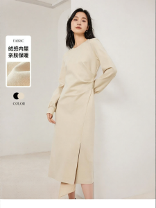 Yigue | Warm Slimming Waist Shaping Long Sleeve Dress for Spring and Autumn