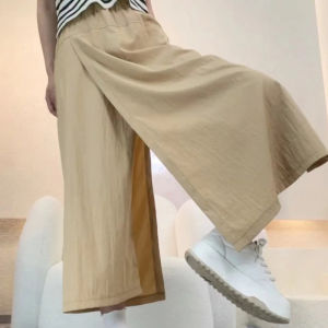 High Waist Wide Leg Casual Pants Thin Summer Womens Clothing Loose Fit Seven Parts Trousers Draped Lazy Style Sakamoto Pants
