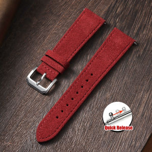 18mm 19mm 20mm 22mm Vintage Suede Cowhide Leather Watch Strap Handmade Band Replacement Quick Release Bracelet for Mens Womens