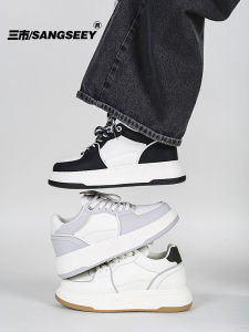 Sangseey Couple Thick Bottom High Top Casual Sneakers Womens 2025 New Style Sporty Bread Shoes PU Lined round Toe Rubber Outsole