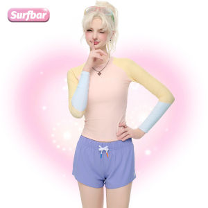 SURFBAR Womens Long Sleeved Swimsuit Diving Suit UV Sun Conservative Thin Surfer Suit Quick Dry Hot Spring Snorkeling Swimsuit Swimwear Set