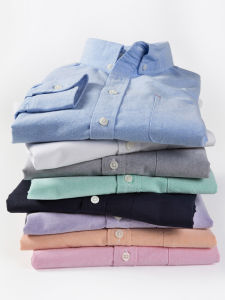 Gymousch Cotton Oxford Cloth Long Sleeve Shirt for Men Plus Size Pure Color Business Casual White Shirt with Buckle Collar