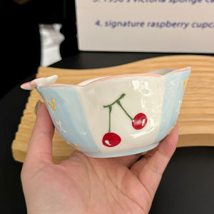 High Temperature Enamel Underglaze Ceramic Fruit Bowl Cute Petal Shape Personal Rice Bowl High Aesthetic Value Dining Utensils