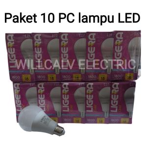 Paket 10 PC lampu LED LIGERA Gold 18W cahaya putih 6500K E27