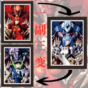 EVA Ritsuko Ayanami Gradient 3D Decorative Hanging Painting Solid Wood Frame Stereoscopic Artwork Bedroom Cartoon Anime Poster