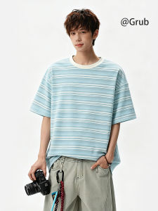 Grace Rub | American Stripe Street Style Youth College Summer T-shirt