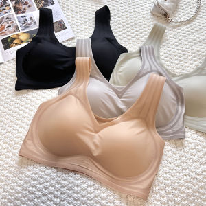 Thin Section Traceless Glossy Jelly Stick Vest-Style Fixed Latex Underwear for Women Breasts Contracting Push up Push up Bra