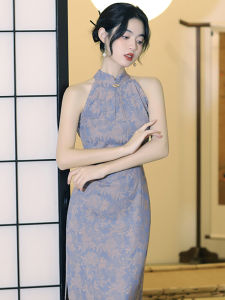 New Chinese Style Light National Trend Cheongsam Dress Summer New Version Shoulder Slimming Sleeveless Dress Elegant Lady Dress