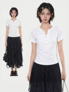 KBVVR | Slim Fit V-Neck Short Sleeve T-Shirt Women Summer