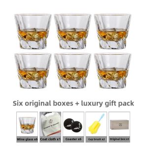 Couples Whiskey Glasses Wood Grain Box Gift Set Elegant Foreign Liquor Cup Pair Wine Drinking Customizable Unique Design
