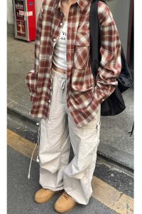 American Fashion Brand Gingham Long Sleeves Shirt Mens Spring & Fall Fancy Retro Casual Loose Profile Couple Coat Top