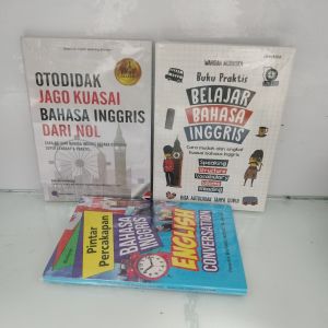 Paket 3 buku otodidak jago kuasai bahasa Inggris dari nol buku praktis belajar bahasa Inggris dan pintar percakapan bahasa Inggris.