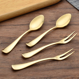 Pure Brass Creative Fruit Fork Set Dessert Spoon Elegant Home Use Childrens Fruit Stick Handmade Mirror Polishing Process
