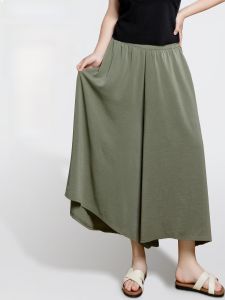 JIANGLU | Quần dài ống rộng bằng lụa băng cỡ lớn cho nữ mùa hè mới quần dài thường ngày cạp cao thon gọn thoải mái