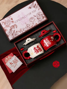 New Couple Wedding Gift Box Ceramic Covered Mugs Couple Set Practical High End Nordic Style Handmade Porcelain Cups Set