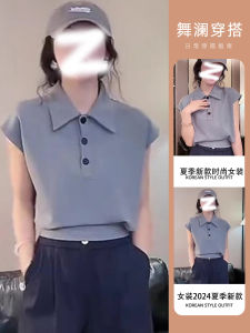 Áo Thun Nữ Cổ Polo Tay Ngắn Ôm Vừa Vặn Mùa Hè Thiết Kế Thanh Lịch Giảm Tuổi Tác Chất Liệu Polyester Thường Ngày