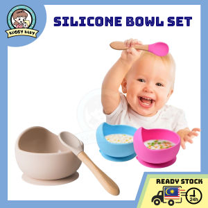 KOGGY Baby Silicone Feeding Food Grade Suction Bowl Kids Spoon Fork Mangkuk Bayi Budak Kanak Self Learning Mangkuk Kanak-kanak Baby Girl Boy Gifts Baby Suction Bowl Silicone Anti Slip No BPA Food Grade Baby Bowl Feeding Set Bekas Makanan Baby Mangkuk Maka