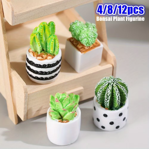 Set of 4/8/12 Miniature Artificial Resin Cactus Plants – Ideal for DIY Micro-Landscape and Mini Garden Decoration