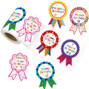 180 Pcs Birthday Badge Roll Stickers – Colorful Ribbon Style Adhesive Labels for Scrapbooking Gift Wrapping Planners