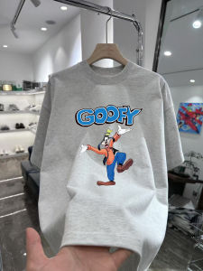 Áo Thun Nam Tay Ngắn in Họa Tiết Hoạt Hình Phong Cách Mỹ Mùa Hè Cotton Nguyên Chất Rộng Rãi Cổ Tròn Tay Lửng Thương Hiệu Thời Trang