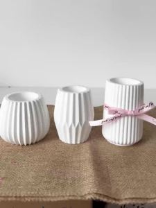 1PC Hình Trụ Bình Nhựa Khuôn Silicon Cho DIY Sọc Hoa Đèn Handmade Có Thể Tái Sử Dụng Khuôn Hình Elip