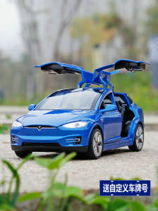 Blue Tesla New Energy Alloy Car Model 1:32 Metal Simulation Toy for Children Collectible Diecast Car Toy Universal for Boys And Girls