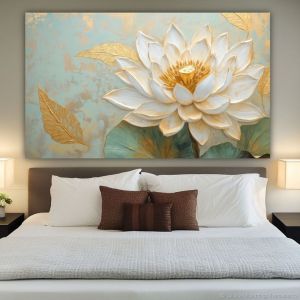 lukisan bunga teratai gold beauty color abstrak modern lukisan aesthetic teksture minimalis  lukisan lotus flower cantik abstrak abstrak hiasan dinding dekorasi