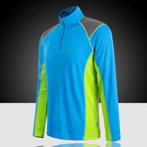 Quick Dry Long Sleeve Running T-Shirt Mens Loose Fit Outdoor Sports Summer Moisture Wicking Stand Collar Breathable Polyester
