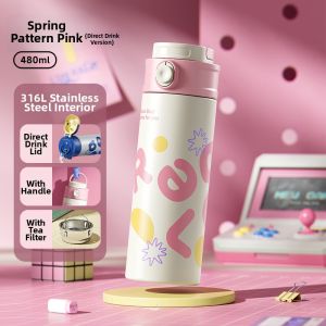 Relea | Cute Portable Straw Insulated Water Bottle