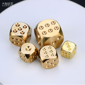 Solid Copper Large Size Dice Ornaments Bronze Mahjong Gaming Cubes Bone Inlay Handheld Metal Yellow Bronze Intellectual Toys