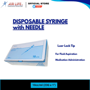 Disposable Sterile Syringe 10ml (10cc) - Luer Lock Tip Single Use I 23G x 1" (10pcs)