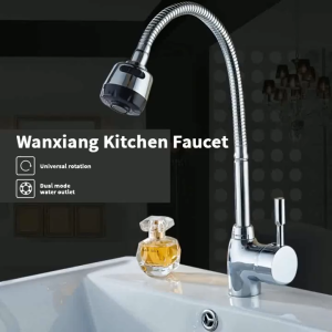 Kitchen Faucet Sink Wall Mounted Faucet Stainless 360°Flexible Single Cold Two Effluent Modes