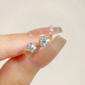 LAZO DIAMOND Lumina Love Mark Bloom Diamond Stud Earrings in 18k White gold