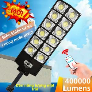 Đèn Năng Lượng Mặt Trời LED Ngoài Trời 400000LM Với Cảm Biến Chuyển Động Và Điều Khiển Từ Xa Đèn Pha Ngoài Trời Sáng Nhất Đèn Tường Đèn Năng Lượng Mặt Trời Chống Nước IP65 Chất Liệu ABS
