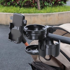 3 In 1 Universal Baby Stroller Cup Holder with Phone Stand 2 Drink Holder Cup for Pram Bike Motorcycle Wheelchair